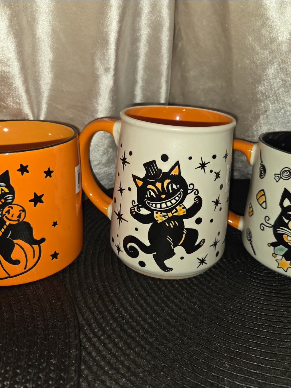 Cream & Orange Halloween Cat Ceramic Mug - Festive Kitchen Drinkware